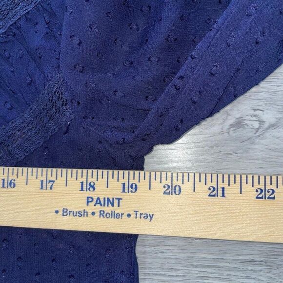 Sundance Size Small Lina Sheer Navy Swiss Dot Peasant Blouse With Camisole Boho - Picture 5 of 13